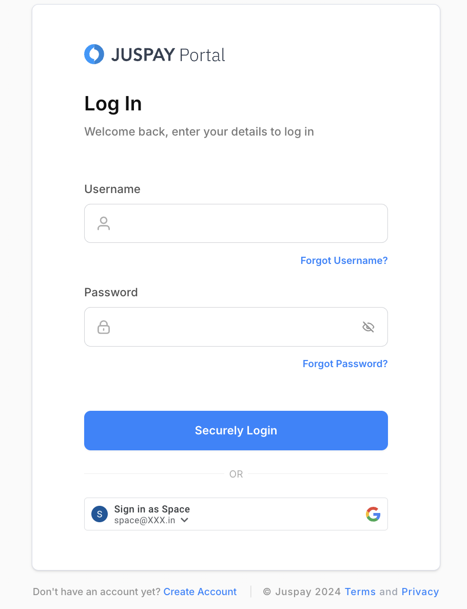 Login Page with Google Sign in